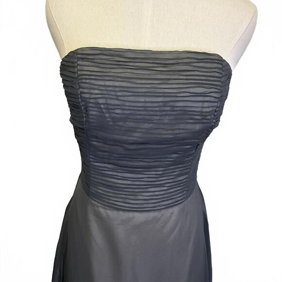 Vintage Jim Hjelm Occasions Women's 10 Grey Strapless Maxi Dress Gown Back Zip - Picture 2 of 15